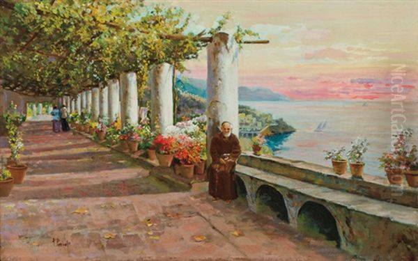 A View On The Amalfi Coast Oil Painting by Attilio Pratella