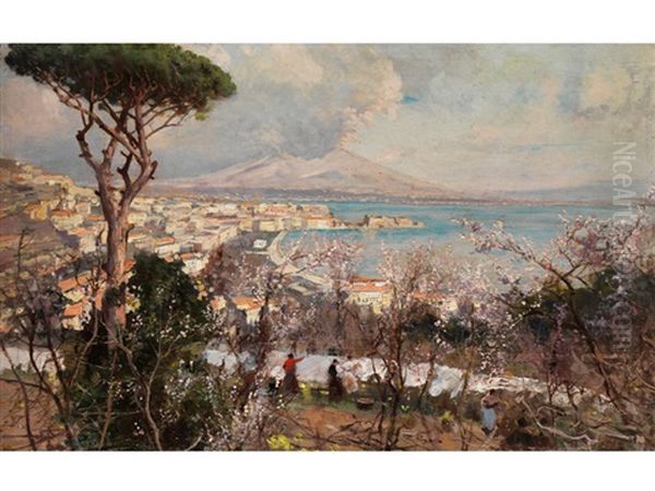 Der Golf Von Napoli Im Fruhling Oil Painting by Attilio Pratella