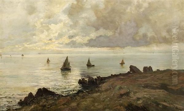 Fischerboote In Der Bucht Von Neapel Oil Painting by Attilio Pratella