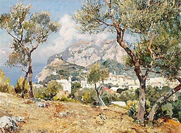 Italienskt Landskap, Capri Oil Painting by Attilio Pratella