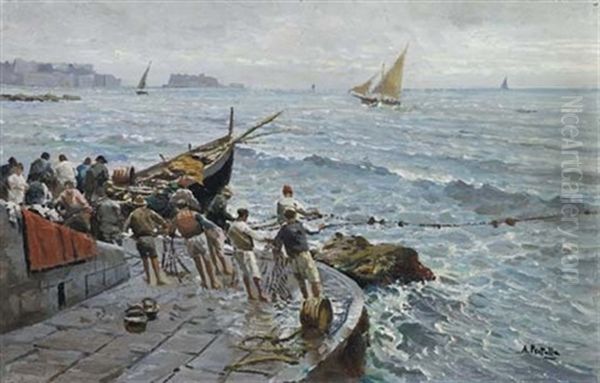 Pescatori Alla Rotonda Armando Diaz Oil Painting by Attilio Pratella