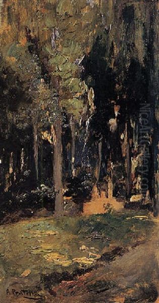 Bosco Di Villa Floridiano Oil Painting by Attilio Pratella