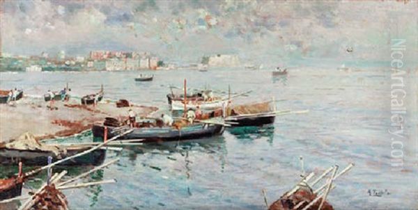 Neapolitan Seascape Oil Painting by Attilio Pratella