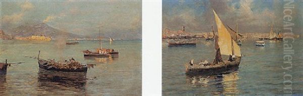 Going Out To Port, Naples Oil Painting by Attilio Pratella