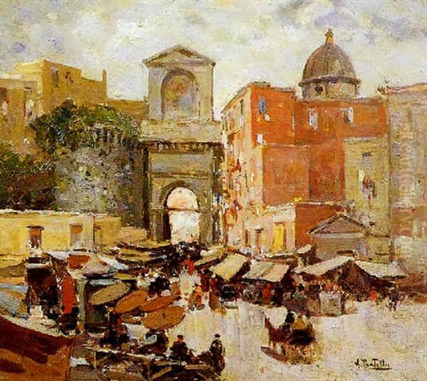 Mercato A Porta Capuana Oil Painting by Attilio Pratella