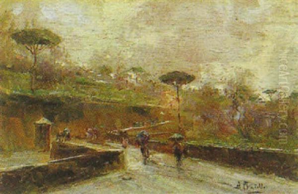 An Der Promenade Oil Painting by Attilio Pratella