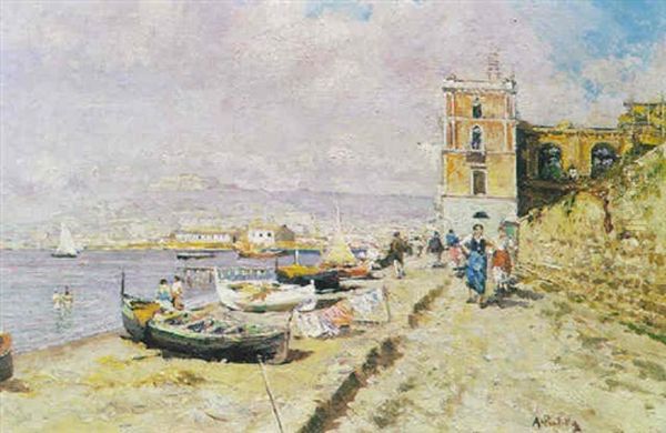 Marina Napoletana Oil Painting by Attilio Pratella