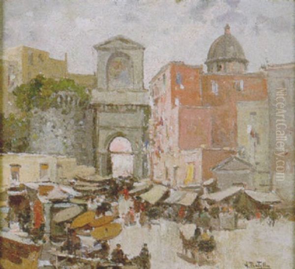 Napoli, Porta Capuana Oil Painting by Attilio Pratella