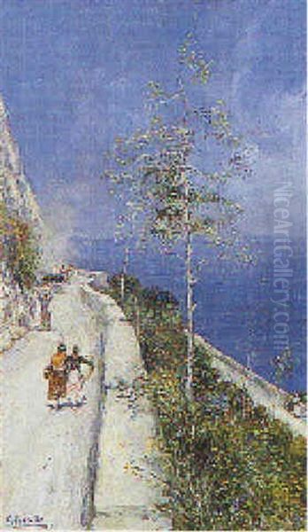 Per La Strada Oil Painting by Attilio Pratella