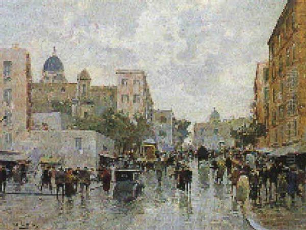 Passeggio In Citta Oil Painting by Attilio Pratella