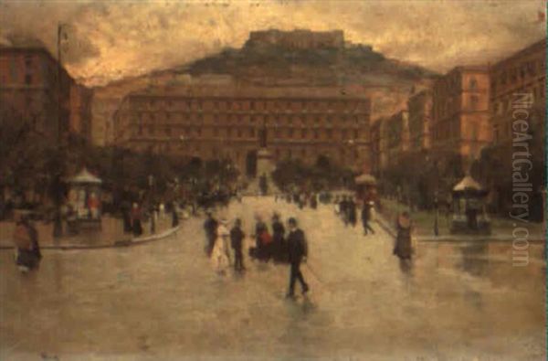 Piazza Municipio, Napoli Oil Painting by Attilio Pratella