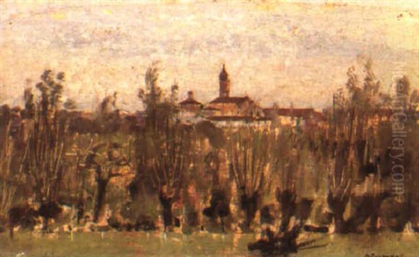 Paesaggio A Frignano Oil Painting by Attilio Pratella