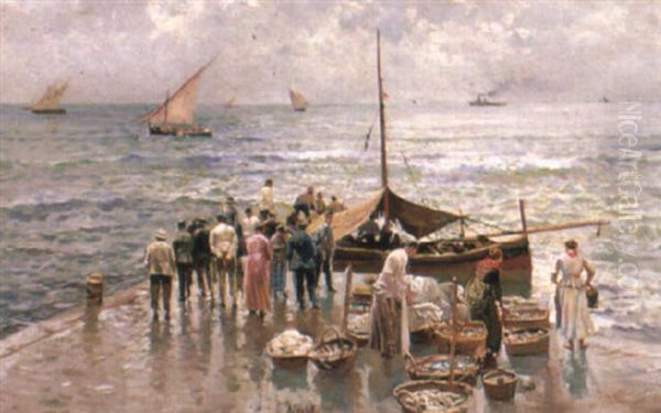 The Quay At Naples Oil Painting by Attilio Pratella