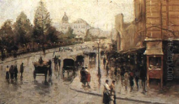 A Street Scene In Naples Oil Painting by Attilio Pratella