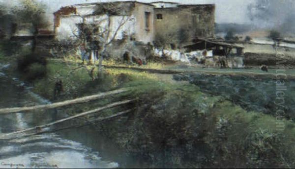 Campagna Napoletana Oil Painting by Attilio Pratella