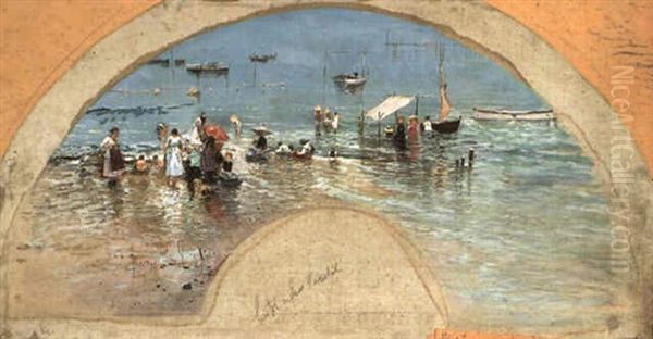 Bagni Al Mare Oil Painting by Attilio Pratella