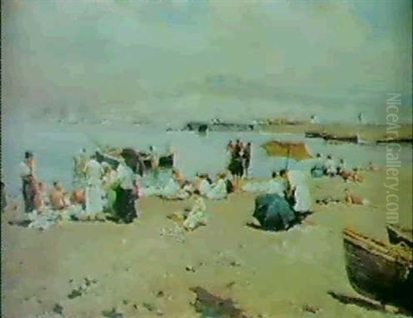 Bagnanti Nel Golfo Di Napoli Oil Painting by Attilio Pratella