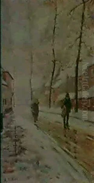 Nevicata Sul Vomero Oil Painting by Attilio Pratella