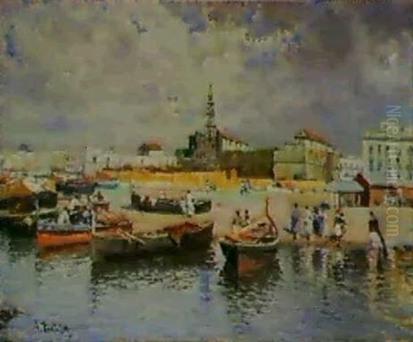 A View Of The Beach Of The Carmine,naples Oil Painting by Attilio Pratella