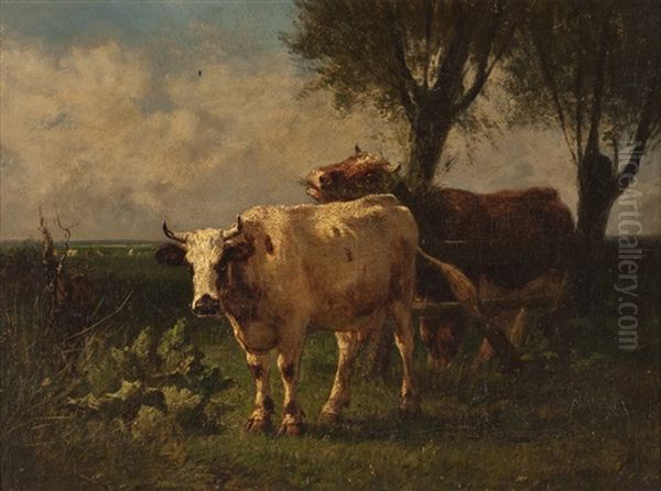 Kuhe Auf Der Weide by Edmond Joseph De Pratere