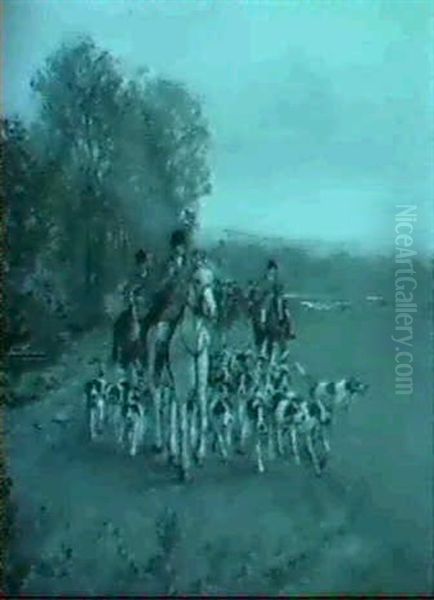 Hunting Scene Oil Painting by Claude Pratt