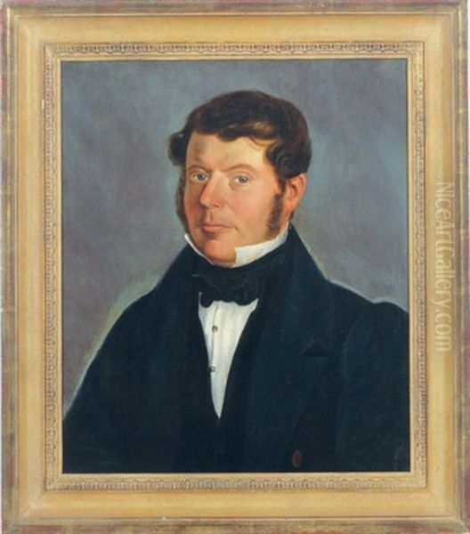 Portrait Of Gentleman With Sideburns Oil Painting by Henry Cheever Pratt