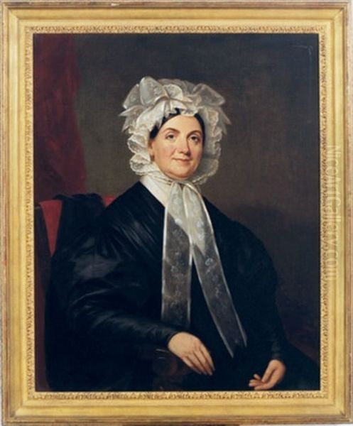 Portrait Of A Lady, Wearing A Lace Bonnet Oil Painting by Henry Cheever Pratt