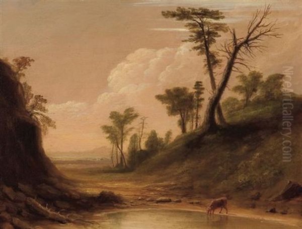 Watering In A Stream Oil Painting by Henry Cheever Pratt