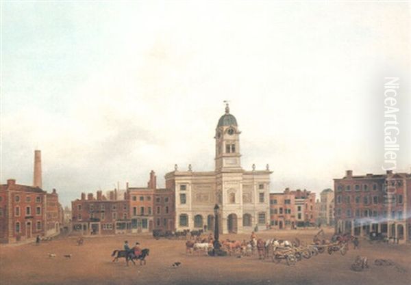 A View Of Derby Market Oil Painting by Henry Lark I Pratt