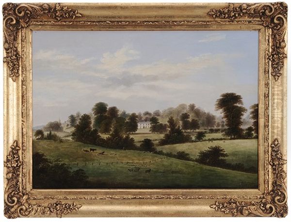 An English Country Manor Oil Painting by Hilton Lark Pratt