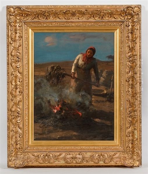 Burning Seaweed Oil Painting by William Pratt