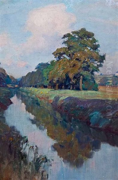 River Scene Oil Painting by William M. Pratt