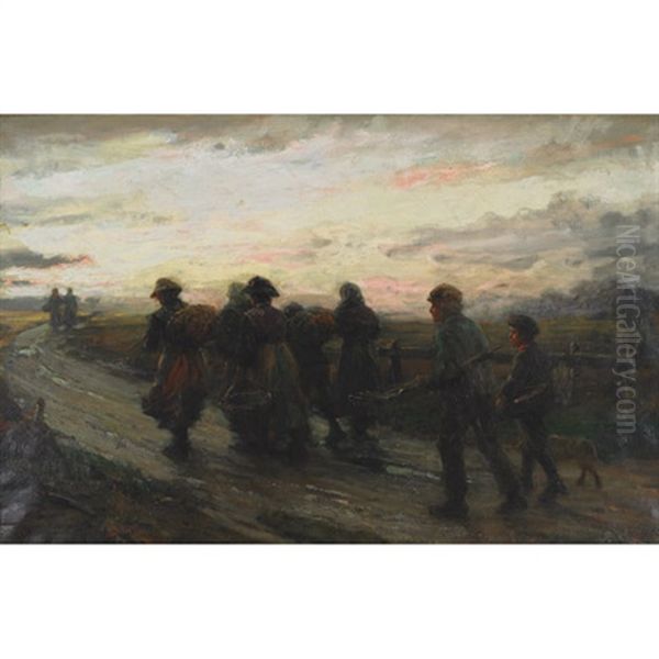 Fisherfolk At Night On Route To The Sea by William M. Pratt