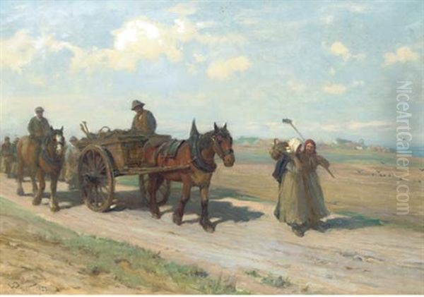 Homeward At Even Oil Painting by William M. Pratt