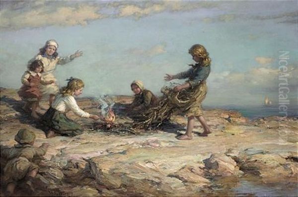 Burning The Shaws Oil Painting by William M. Pratt