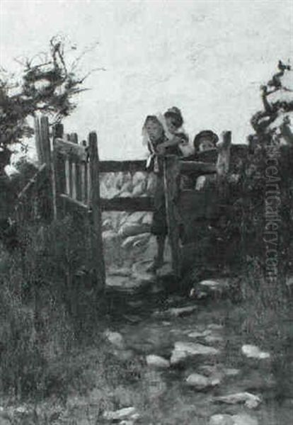 By The Gate Oil Painting by William M. Pratt