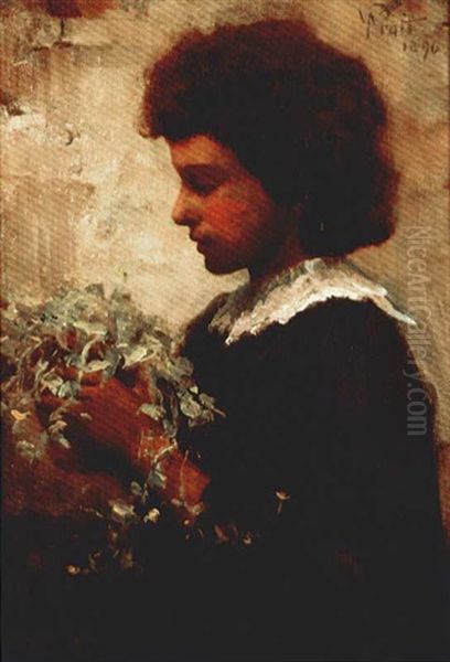 The Little Gardener Oil Painting by William M. Pratt