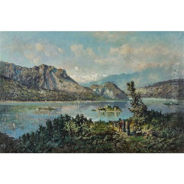 Lago Maggiore Mit Den Borromaischen Inseln Oil Painting by Ambrogio Preda