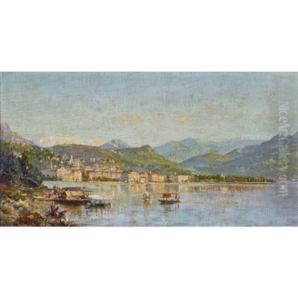 Ansicht Von Lugano Oil Painting by Ambrogio Preda