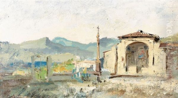 Sonniger Platz Mit Kapelle Oil Painting by Ambrogio Preda