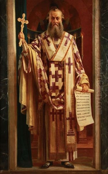 St. Basil The Great Oil Painting by Uros Predic