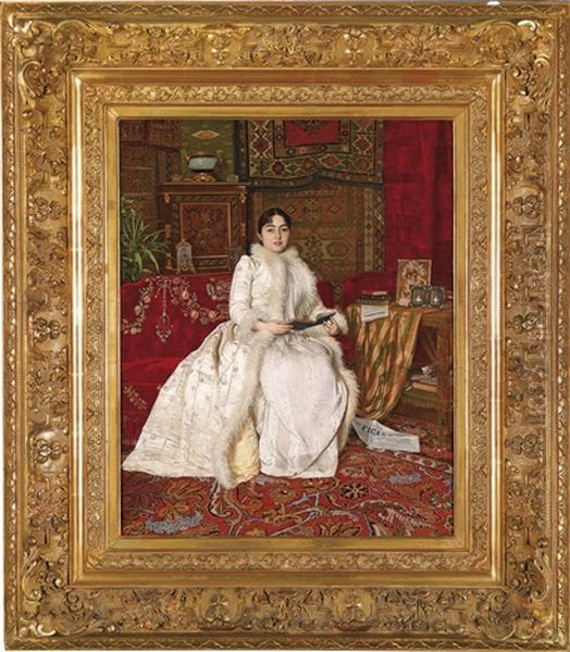 Konigin Natalia Obrenovic In Elegantem Interieur Oil Painting by Uros Predic