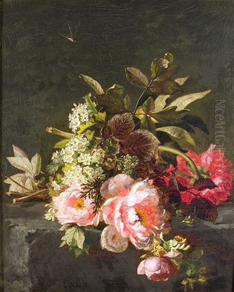 Floral Still Life With Peony Oil Painting by Elise Prehn