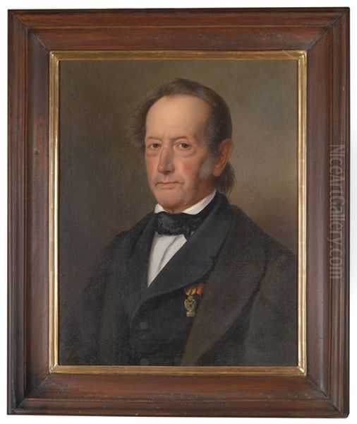 Bildnis Des Karntner Tuchfabrikanten Franz Ritter Von Moro (1782-1866) Mit Dem Orden Der Eisernen Krone Und Dem Kreuz Des Franz Joseph Ordens Oil Painting by Ignaz Preisegger