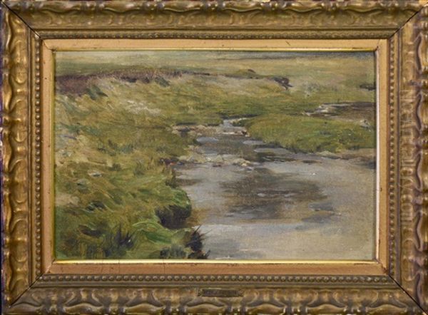 River Landscape Oil Painting by Jan Preisler