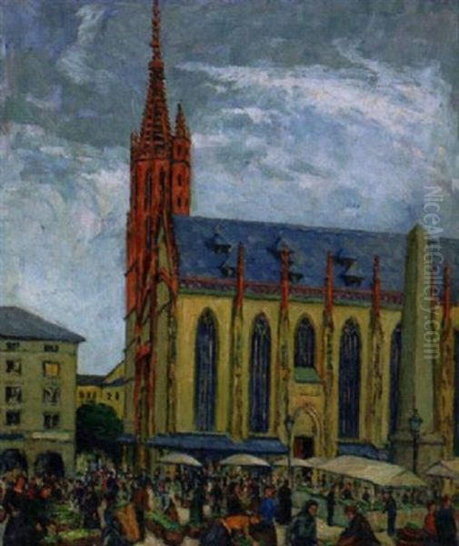 Markt In Wurzburg Oil Painting by Johann Philipp Ferdinand Preiss