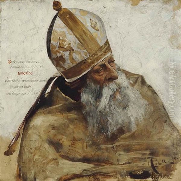 Portrait Of A Bishop Oil Painting by Hermann Prell