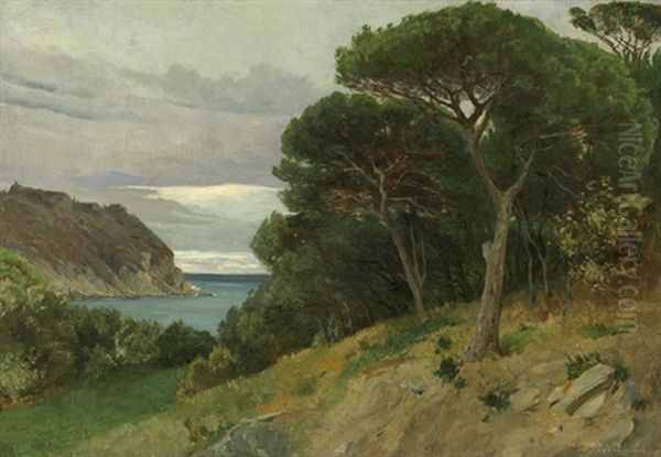 Landschaft Bei Sestri Levante In Ligurien Oil Painting by Hermann Prell