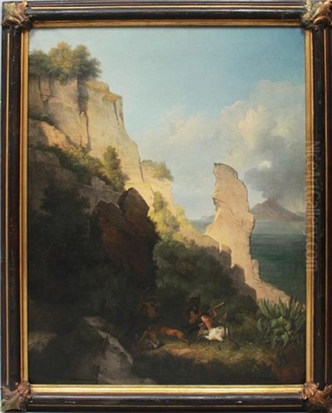 Zentauren, An Sudlicher Felsenkuste Mit Lowen Kampfend Oil Painting by Friedrich Johann C.E. Preller the Elder