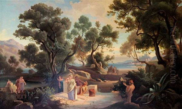 Odysseus Und Nausikaa Oil Painting by Friedrich Johann C.E. Preller the Elder